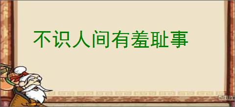 不识人间有羞耻事